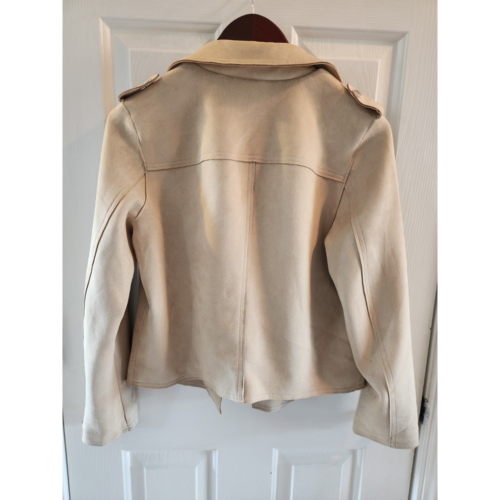 Philosophy Women's Dress Jacket Cream Faux Leather Large - Picture 6 of 6
